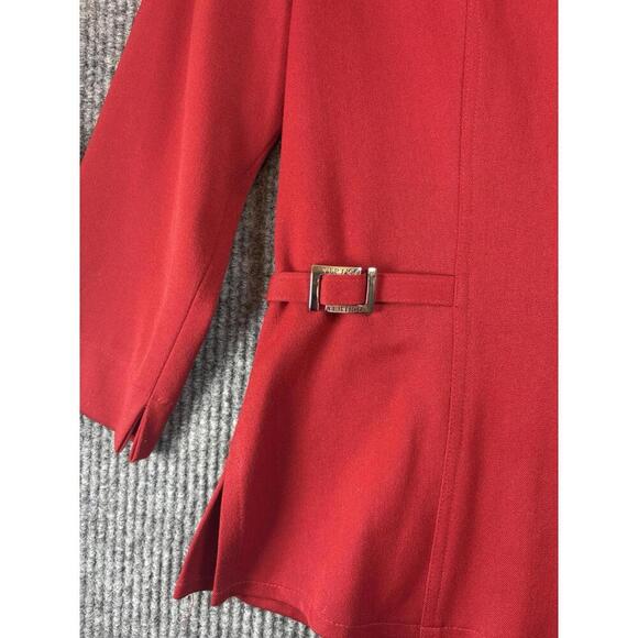 90s Vintage Designer Vertigo Paris Blazer Womens Medium Red Silver Accents Zips - Picture 8 of 15